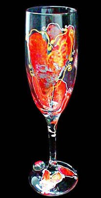 Valentine Treasure Design - Hand Painted - Flute - 6 oz.