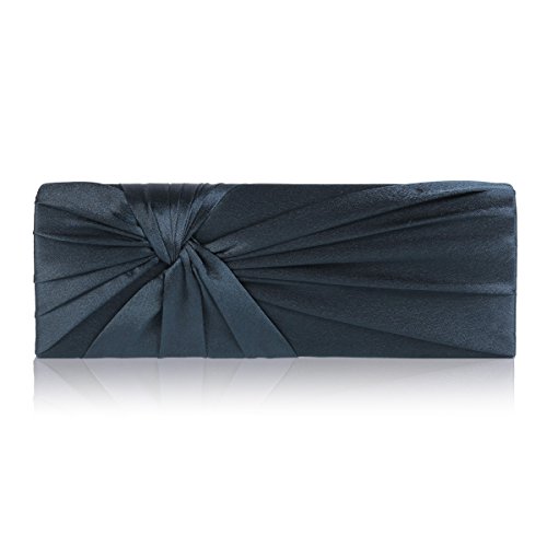 Damara Womens Graceful Interlacing Pleats Satin Clutch Evening Bag