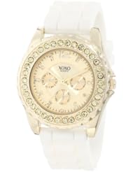 XOXO Womens XO8046 Rhinestone Accent White Silicone Strap Watch
