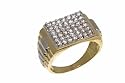 9ct Yellow and White Gold Men's Stone Set Signet Ring
