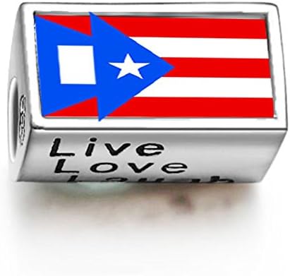 Fervent Love Puerto Rico Flag Words Live Love Laugh Bead Charm