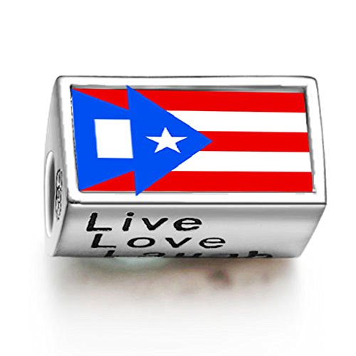 Fervent Love Puerto Rico Flag Words Live Love Laugh Bead Charm