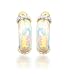10k Yellow Gold Created Opal and Diamond Earrings