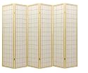 Asian Furniture - 6ft. Window Pane Japanese Shoji Privacy Screen Room Divider - 6 Panel Natural