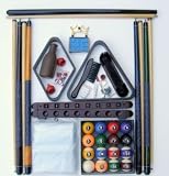 Billiard Pool Table Accessory Kit W/ Modern Style Ball Set Mahogany Finish