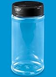 (Pack of 6) 16 Oz. Crystal Clear Plastic Spice Jars with Black Lids