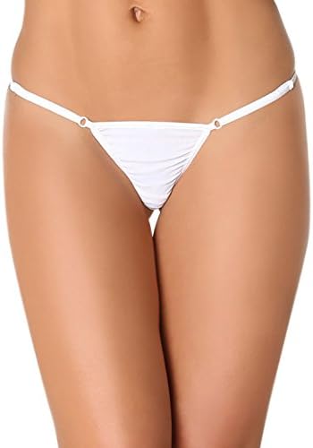 Sexy Locker Women's Adjustable Thong See Through Ribbon Back White M