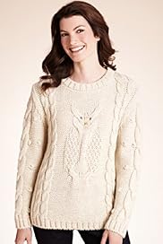 Owl Chunky Cable Knit Jumper with Wool