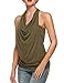 Zeagoo Womens Faux Crystal Twinset Tank Top Blouse Army Green Large