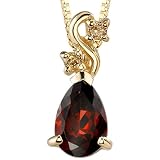 Thrillingly Modish 1.04 cts Pear Shape Garnet Diamond Pendant 14Kt Yellow Gold