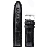 Black Leather Band 24mm Genuine Leather Alligator Pattern Shine Finish for Watch