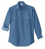 長袖デニムシャツ 10．ブルー M