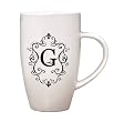Monogram Elegant Initial 10oz. Ceramic Tapered Coffee Mug - G Monogram Elegant Initial 10oz. Ceramic Tapered Coffee Mug - G
