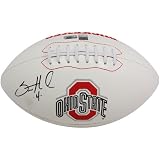 Rawlings Ohio State Buckeyes #4 Santonio Holmes Autographed White Full-Size Logo Football