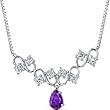 Unique 1.50 carats total weight Pear Shape Amethyst & White CZ Gemstone Necklace in Sterling Silver
