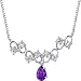 Unique 1.50 carats total weight Pear Shape Amethyst & White CZ Gemstone Necklace in Sterling Silver Rhodium Finish
