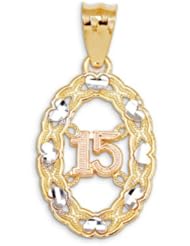 New Oval 14k Yellow White Gold Heart 15 Fancy Pendant