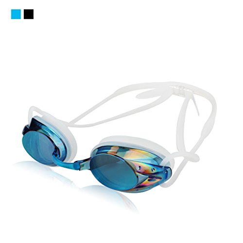 Kamor® #4 Professional Swim Goggles for Men and Women - UV Protection, Anti-fog, Mirror Coated Lens, Adult Waterproof Swim Glasses - Soft silicone eye seals and strap - 3 interchangeable nose pieces