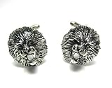 Silver Royal Lion Head Animal Cufflinks w/ Gift Box