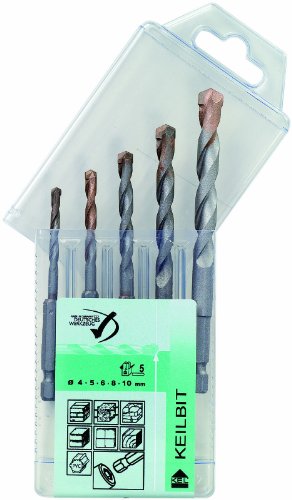 Keil 166 260 410 Universalbohrer KeilBIT, mit 1/4" Sechskant Antrieb, in Multipack 5-teilig, &Atilde;, 4,0 / 5,0 / 6,0 / 8,0 / 10,0 mm