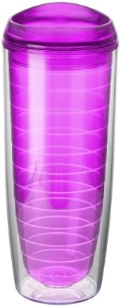 Design For Living Double Wall Hot/Cold Cup with Lid, 20-Ounce, Pink