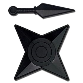  Naruto Shippuden: Kunai Knife and Shuriken Weapon PVC Anime Pin Set