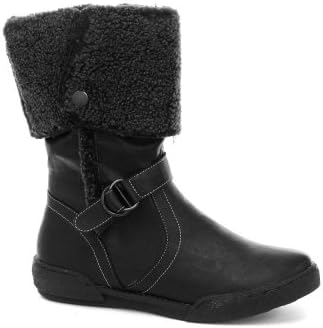 Manfield Faux Shearling Button Collar Black Womens Boots US Size 5