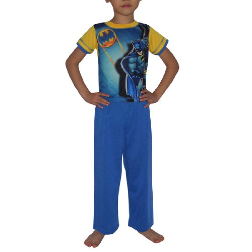  2 PCS SET: Boys BATMAN Sleepwear Pajama Top & Pants Set - Blue & Yellow