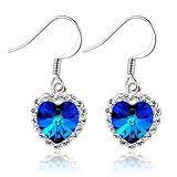 Swarovski Crystal Heart Of The Ocean Titanic Earrings