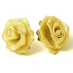 Gold Meshed Rose Post Earrings Fashion Jewelry