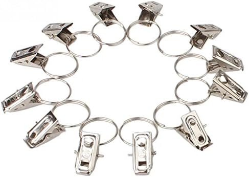 Ixiang 20pcs Metal Curtain Rings with Clips and Eyelets