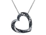 Black and White Diamond Heart Pendant 1/4 Carat (ctw) in 14K White Gold