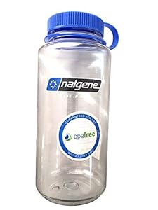 Nalgene Tritan Wide Mouth BPA-Free Water Bottle, 1-Quart,clear with Blue Lid