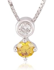 18 Ct White Gold 0.20 ct Orange and White Diamond Necklace ,