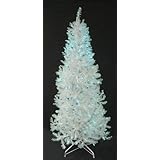 6' Slim Pre-Lit Shimmering White Iridescent Christmas Tree - Blue Lights