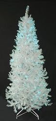 6' Slim Pre-Lit Shimmering White Iridescent Christmas Tree - Blue Lights