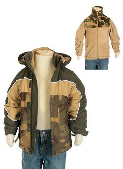 Childrens Toyshop  Apparel : Boys' Camo 3-in-1 Ski Jacket with Removable Hood & Lining