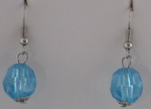Blue Gem Cut Globes Earrings