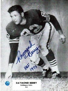 Raymond Berry Signed Baltimore Colts 8x10 Photo - HOF 73