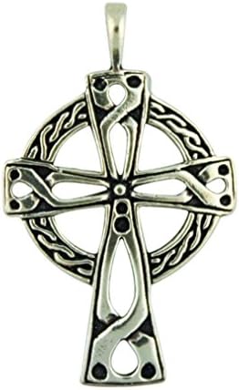 Celtic Cross with Trinity Ring 1 13/16 Inch Sterling Silver Pendant