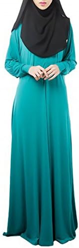 Heart1st Maxi Muslim abaya jilbab dress women's Long Sleeve Dress (Free, GREEN)