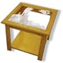 Oak Glass Top End Table With Cougar Etched Glass - Cougar End Table Furniture - Unique Cougar Gift Ideas - Fully Assembled - 22" x 22" x 20" high