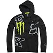Fox Racing Monster Ricky Carmichael Replica Downfall Men's Front Fleece Hoody Zip Race Wear Sweatshirt w/ Free B&F Heart Sticker Bundle - Black