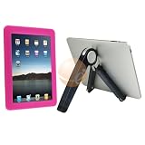 Stand Adjustable Holder + Hot Pink Silicone Skin Case for Apple iPad 16GB / 32GB / 64GB