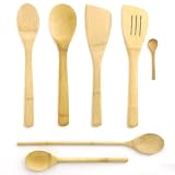 7 Piece Bamboo Cooking Utensil Set 4 Spoons, 2 Turners and a Mini Spoon