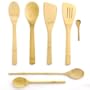7 Piece Bamboo Cooking Utensil Set 4 Spoons, 2 Turners and a Mini Spoon