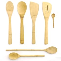 7 Piece Bamboo Cooking Utensil Set 4 Spoons, 2 Turners and a Mini Spoon