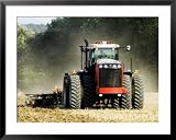 4 Wheel Drive Tractor Pulling a Disc Harrow, Cotswolds, England Photography Framed Art Poster Print by Martin Page, 39x31