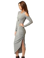 Sexy Long Sleeves Cutout Ruched Round Neck Spring Summer Winter Bodycon Dress/Midi Dress 
