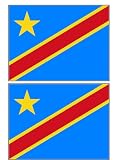 2 Democratic Republic of Congo Flag Stickers Decal Bumper Window Laptop Phone Auto Boat Wall